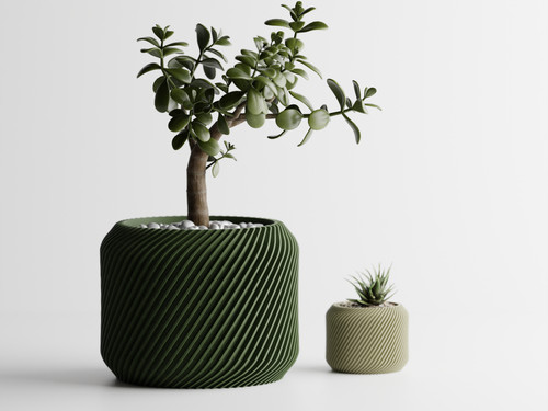 Plant pot rib delta - twisted, 3d
