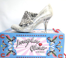 IRREGULAR CHOICE Mrs Blewett Silver Paisley leather cuffed shoes UK 4 EU 37