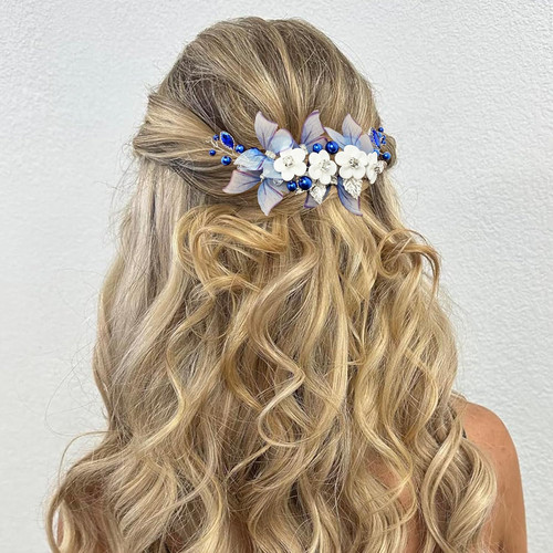 Bridal hair vine pieces - vine, blue