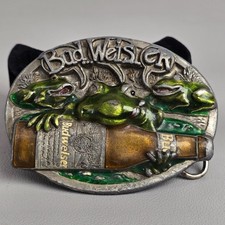 Vintage 1998 Budweiser Beer Frog Belt Buckle "Your Pad Or Mine" Anheuser-Busch