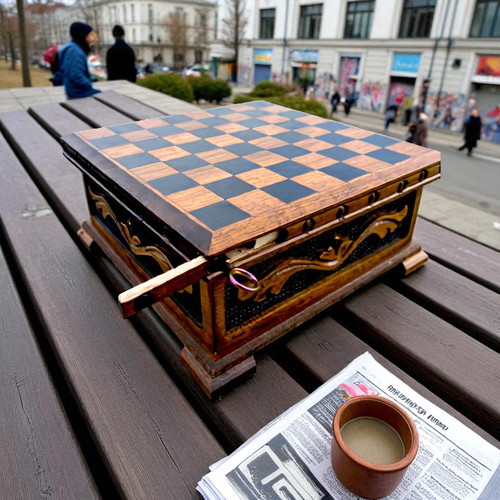 Antique puzzle chess board - antique,