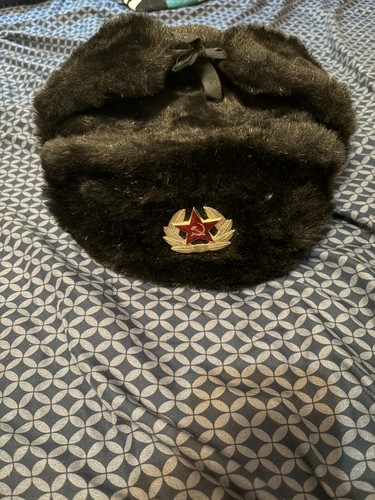 Russian ushanka black - black, fur