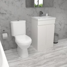 Nes Home Alaska 500mm Gloss White Basin Vanity & Close Coupled Toilet