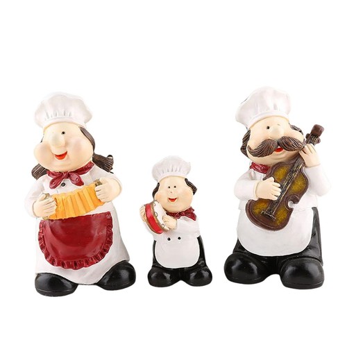 3pcs chef statue figurines - 3pcs,