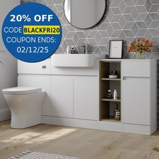 Affine Bathroom Basin Sink Vanity Unit Toilet WC Combination White Gloss 1720mm