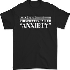 Anxiety Music Musical Notes Piano Guitar Mens T-Shirt 100% Cotton