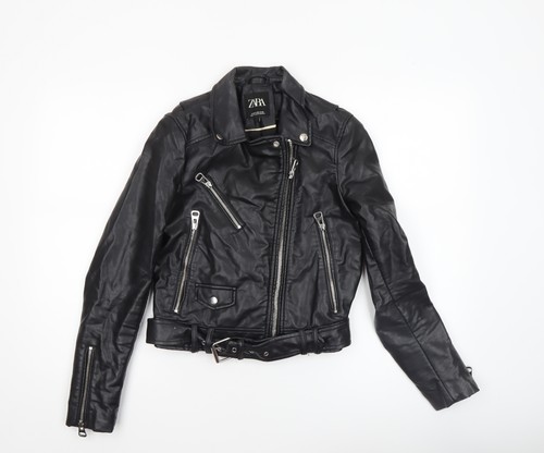 Zara womens black faux - black, leather