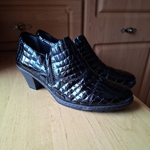 Rieker black croc patent - croc, heel
