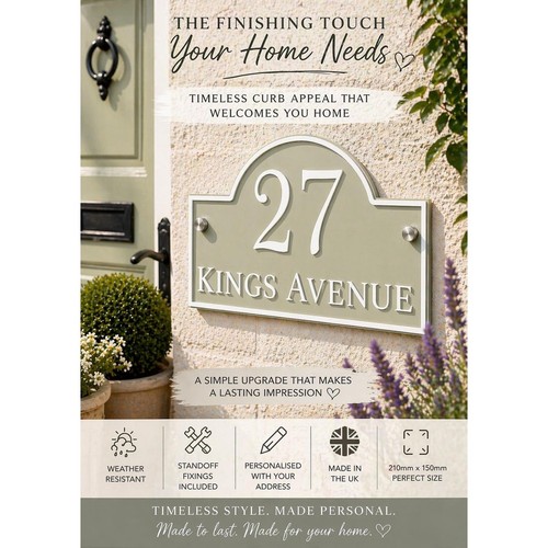Door number sign personalised - door,