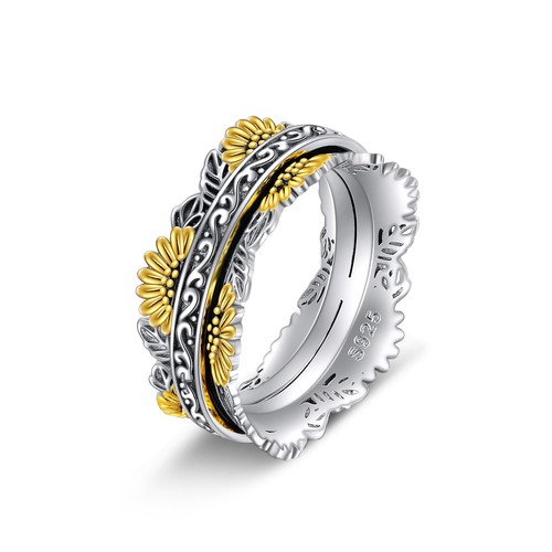 Sterling silver sunflower - silver,