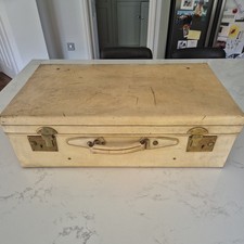 1920s Rawhide Vellum Leather Suitcase, Large, Great Vintage Condition