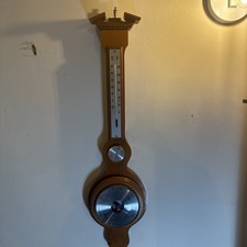 Vintage Mid Century Wooden Wall-Mounted Weathermaster Aneroid Banjo Barometer 