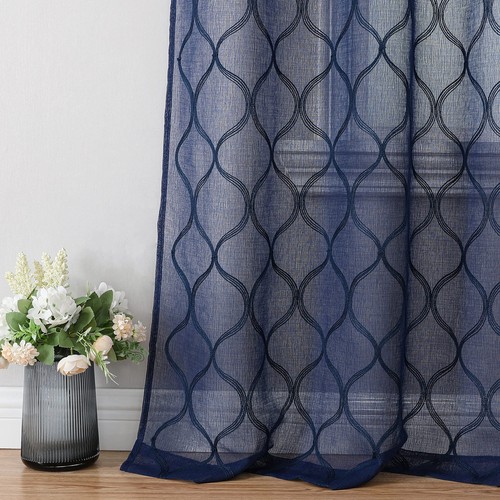 Navy blue sheer - sheer, curtains