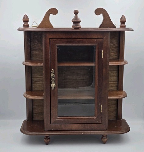 Vintage wooden curio cabinet - wooden,