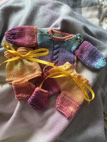 Hand knitted dolls clothes - hand, to