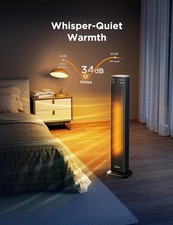 Midea 30 Inch Electric Heater, 2000W Ceramic Tower Heater with Remote for Home