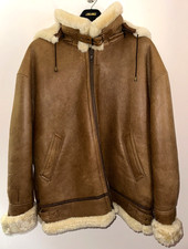 Vintage Y2K BOD & CHRISTENSEN 100% sheep shearling hooded coat 2X Brown EUC