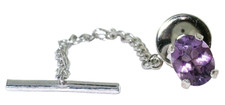 Amethyst Oval 9x7 Gemstone Gem Stone Sterling Silver Tie Tack EBSTT322/42425