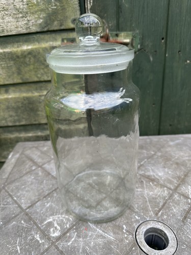 Vintage glass storage jar - glass,