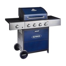 Outback Meteor - 4 Burner Gas BBQ Grill with Side Burner - Blue 370699