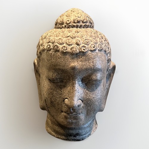 Vintage large concrete buddha - vintage,