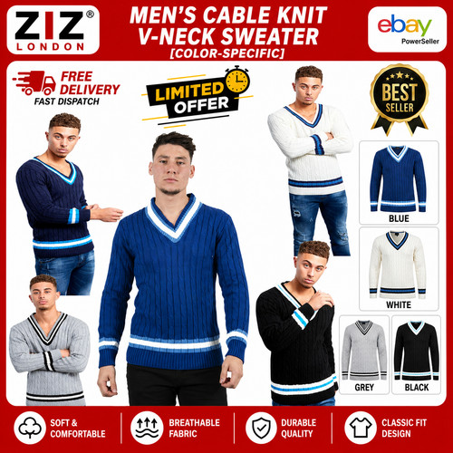 Mens cable knitted neck long - cable,