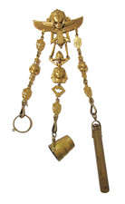 Antique Egyptian Revival Brass Chatelaine