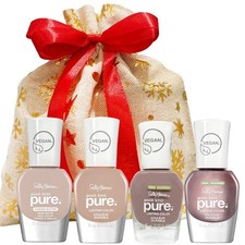 SALLY HANSEN NAIL VARNISH  POLISH  PURE VEGAN  4 X 10ML  GIFT SET WITH BAG