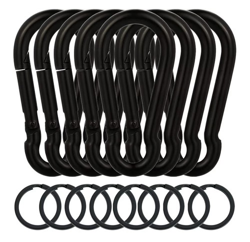 Black carabiner clips key - 8x,