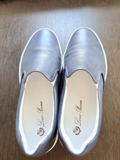 Slip On In Leather Loro Piana Flats Size 40 Blue White Soles
