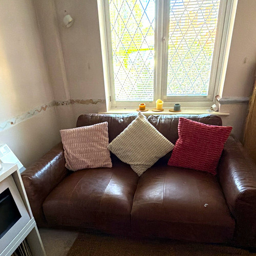 Sofa brown leather - sofa, 3