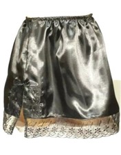 MINI SATIN HALF SLIP BLACK WHITE PINK UNDERSKIRT UK 6-18 GLOSSY SISSY Waist Slip