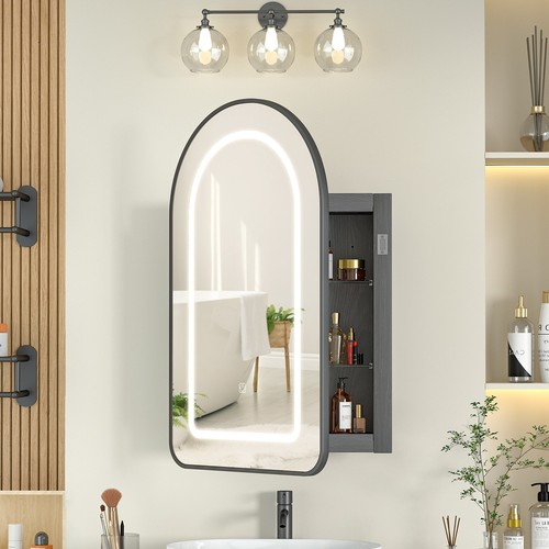 Arched bathroom mirror cabinet - arched,
