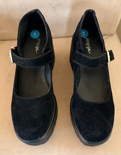 Black faux suede platform - faux, mary