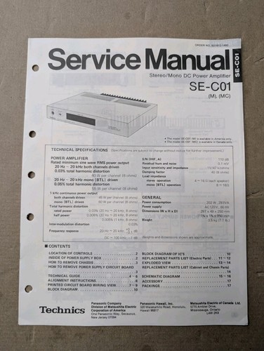 Technics stereo mono dc - technics, se-