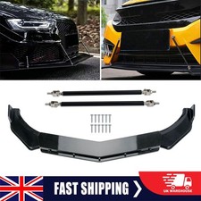 Glossy Front Bumper Lip Splitter Spoiler + Strut Rods For Honda Civic FN2 Type R