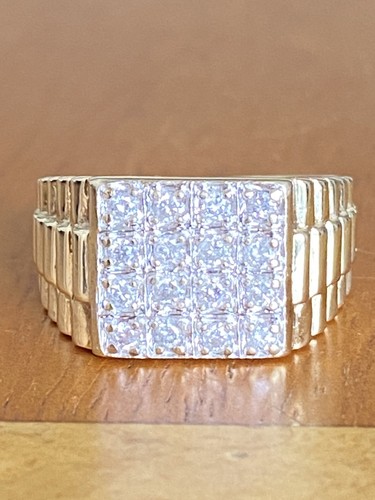 Gents 9ct gold diamond - gold,