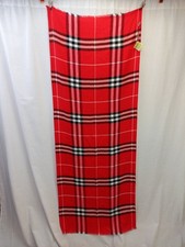 Burberry London Scarf 100% Wool Shawl Red Black Check 68cm x 180cm BNWT 