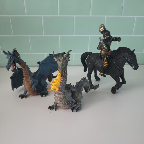 Papo dragons and knight on - x2,