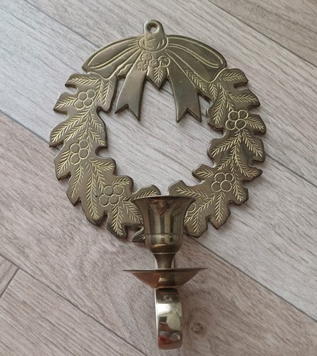 Vintage christmas brass wreath - christmas,