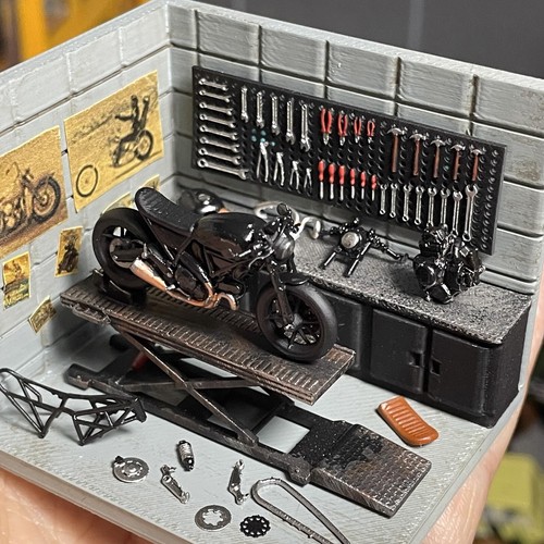 Diorama garage car repair - 1:64,