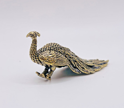 Solid brass peacock bird mini - peacock,