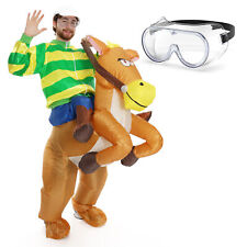 GREEN JOCKEY COSTUME RIDING INFLATABLE HORSE FANCY DRESS STAG FUNNY PUB CRAWL