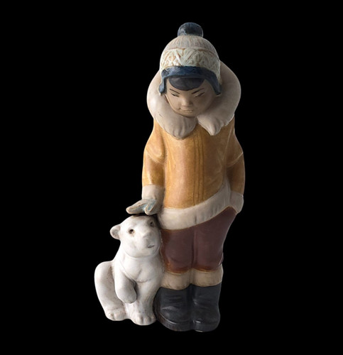 Lladro eskimo boy with pet - 'eskimo,