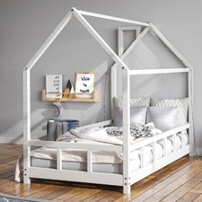House Shaped Kids Toddler Bed Bedstead Pine Wood Bed Frame Bedroom Furniture