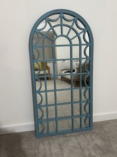 Arched Window Mirror – Teal Blue Frame – Decorative Wall Mirror