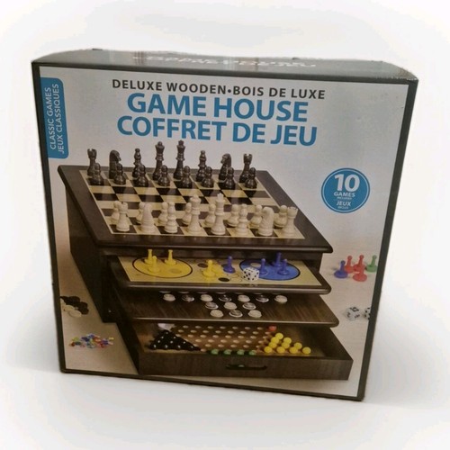 Deluxe wooden game house 10in1 - wooden,