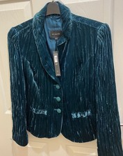 Brand New Women’s M&S Per Una Emerald Green Velvet Jacket Size 12