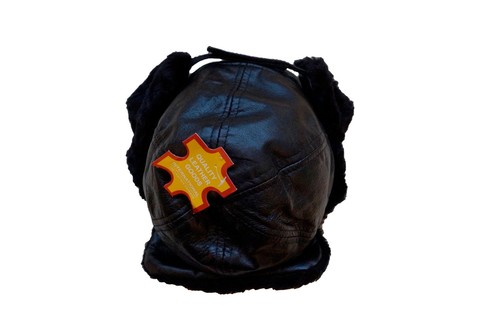 Black ushanka fur winter - black,