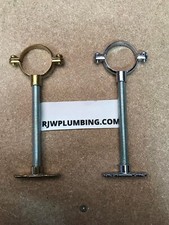 Brass or Chrome Extended Pipe Clip from the Wall - Munson ring, backplate & rod